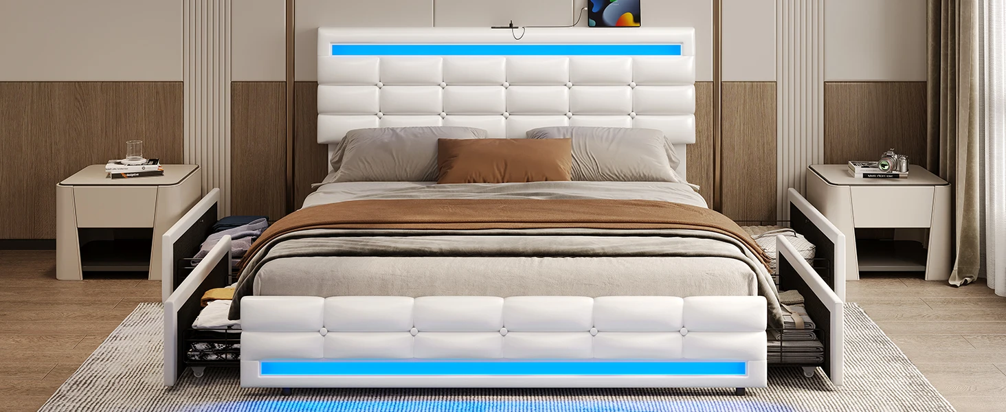 bed frame with drawer