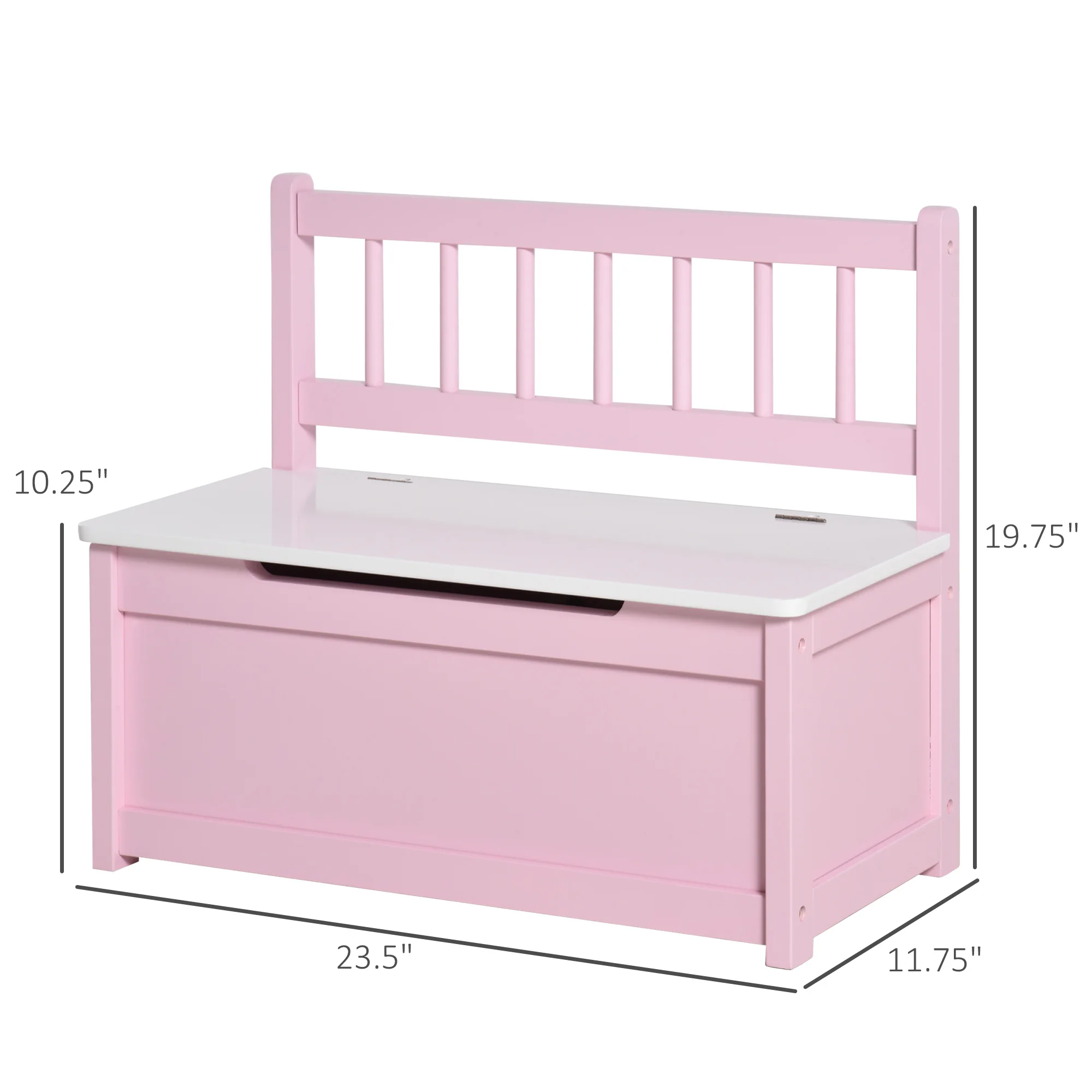 Kids 2-in-1 Wooden Toy Storage Box Seat Bench Storage Chest w/ Pneumatic Rod 3