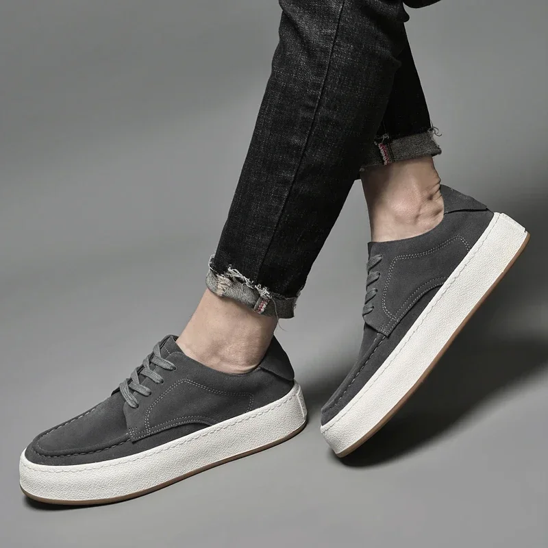 Men's Shoes Classic Casual Shoes Cow Suede Comfortable Sneakers For Men Luxe Leather Walking Shoes Lace-Up Luxury Man Sneaker 6