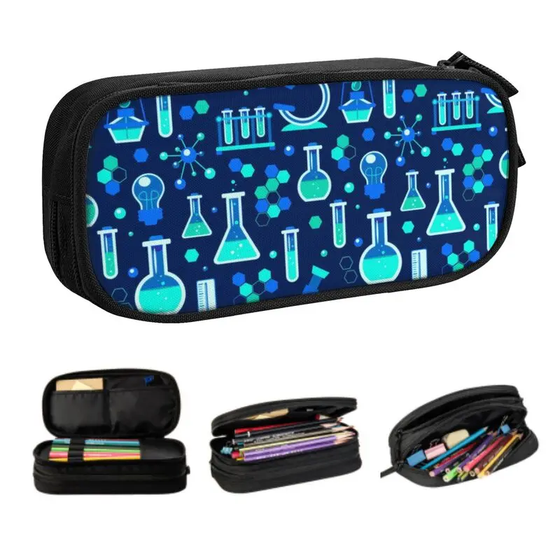 

Science Stuff Chemistry Laboratory Pencil Cases for Boy Girl Large Storage Math Physical Chemical Biology Pen Box Bag Stationery