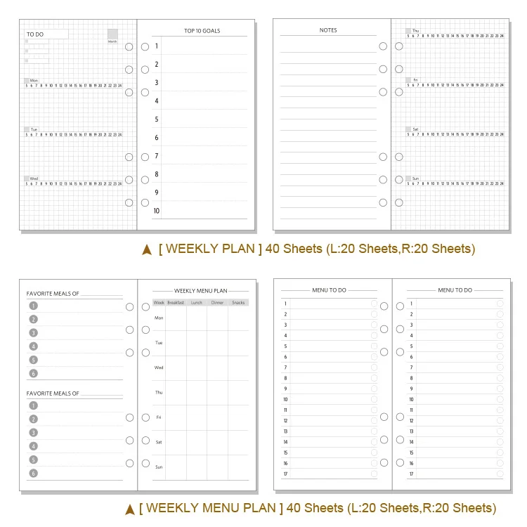 Day on 2 Pages, A6 Printable Insert, A6 Daily Planner Inserts