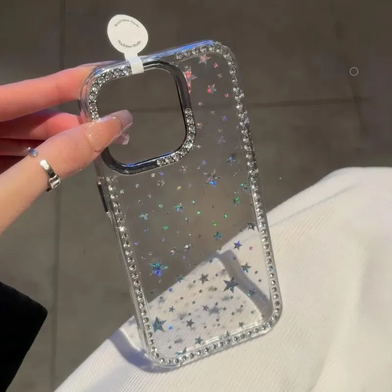 Luxury Diamond Star Glitter Bling Clear Shockproof Soft Bumper Phone Case