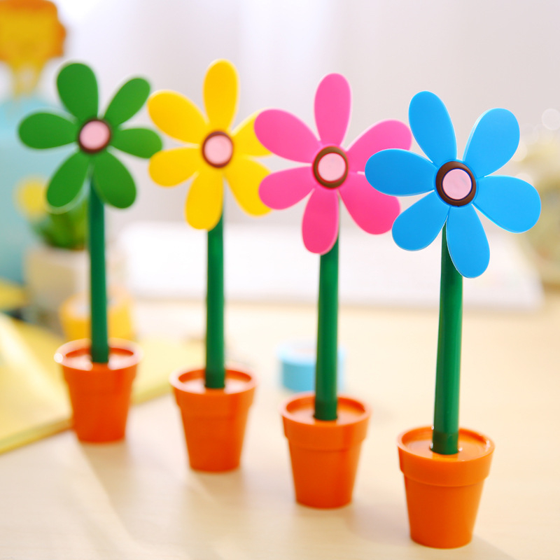 1 Pcs Lytwtw's Stationery Cute Kawaii Potted plants Sunflower Ballpoint Pen Office School Supply Novel Creative Gift Funny