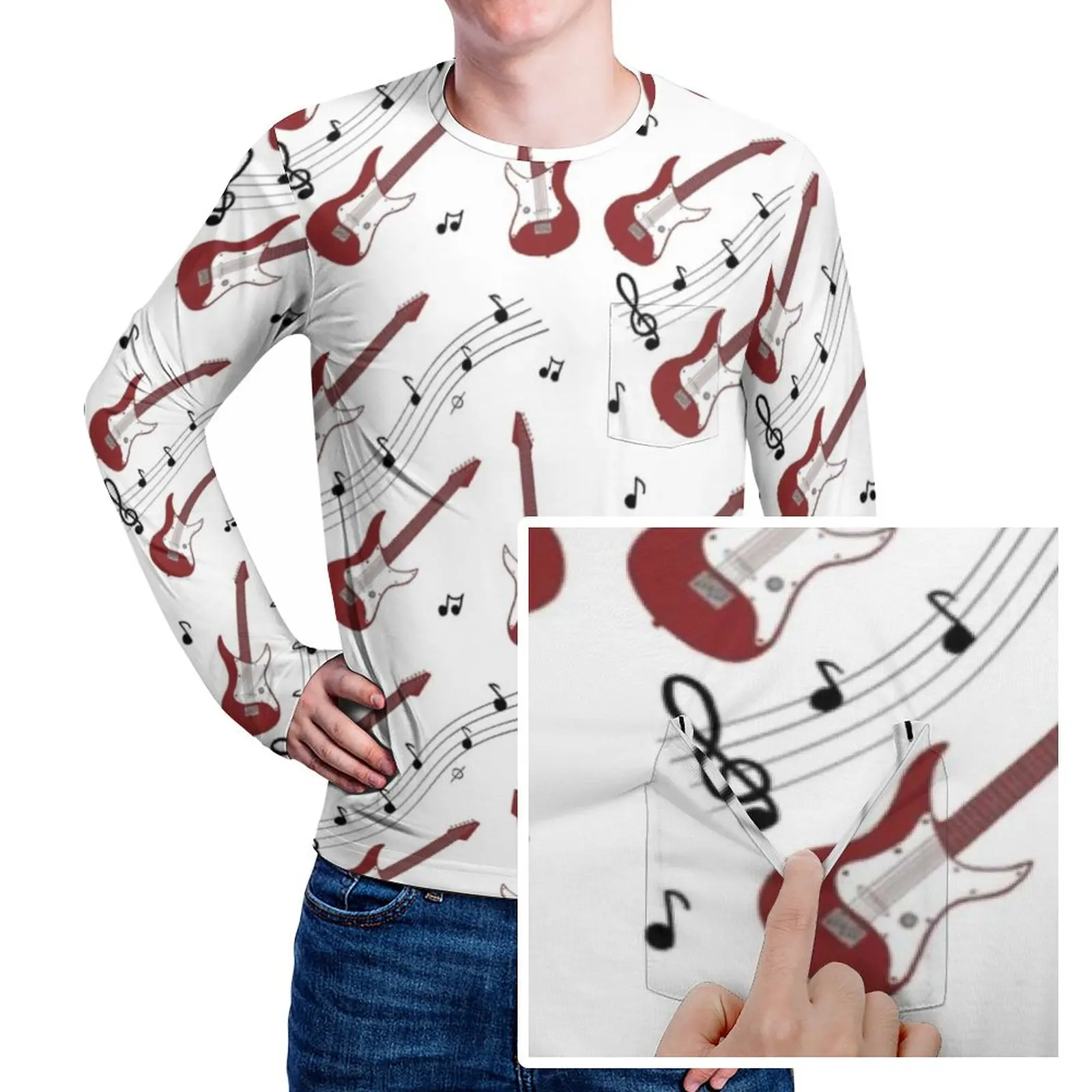 

Футболка SherI's Guitar Music Мужская, рубашка в стиле рок, хип-хоп, Повседневная графическая футболка с длинным рукавом, Классический оверсайз подарок