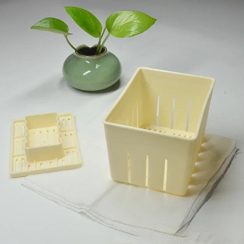 DIY Cheese Plastic Grade Maker Kit Tools PP Kitchen 1 + Mould Pcs/Set Tofu Soy Press Mold Pressing Food Cloth