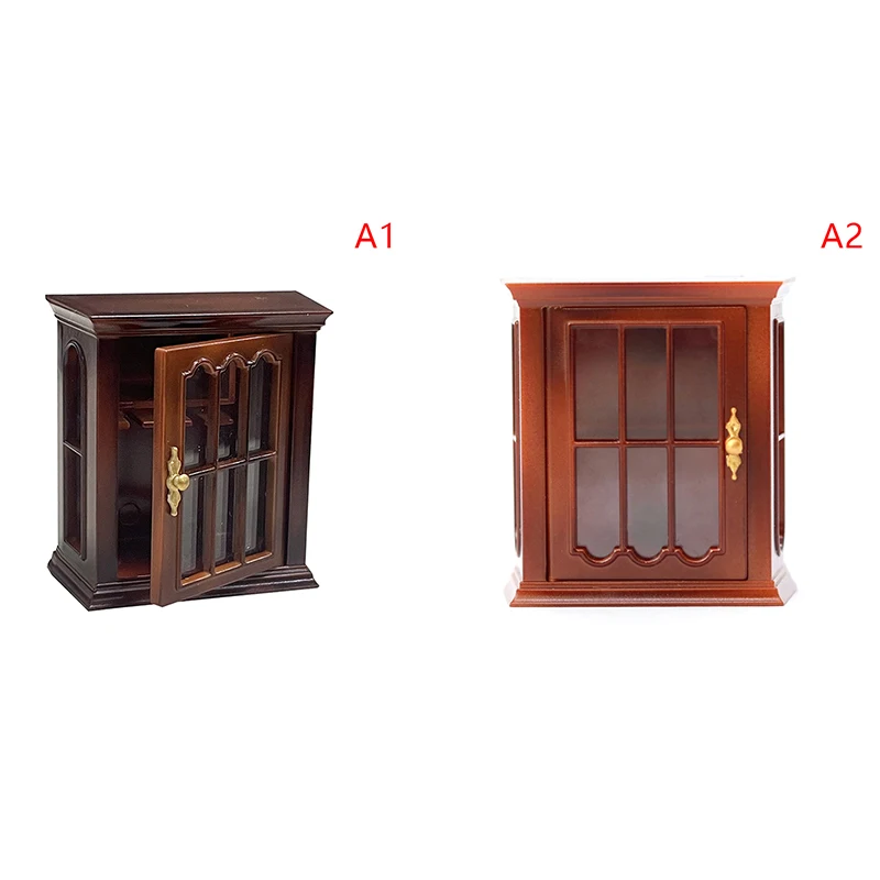 Multifunction Wood Cabinet Bookcase 1/12 Miniature Furniture Handcrafted Wall Dollhouse