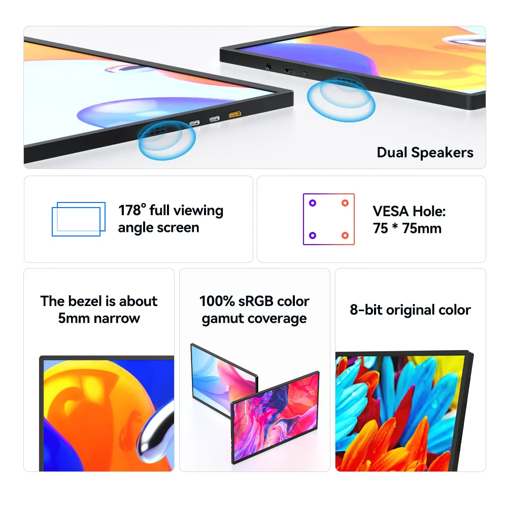 Portable Monitor Touch Gaming 18.5 inch SRGB FHD 60Hz External Display Screen For Cell Phone Laptop PC XBox PS4/5 Switch