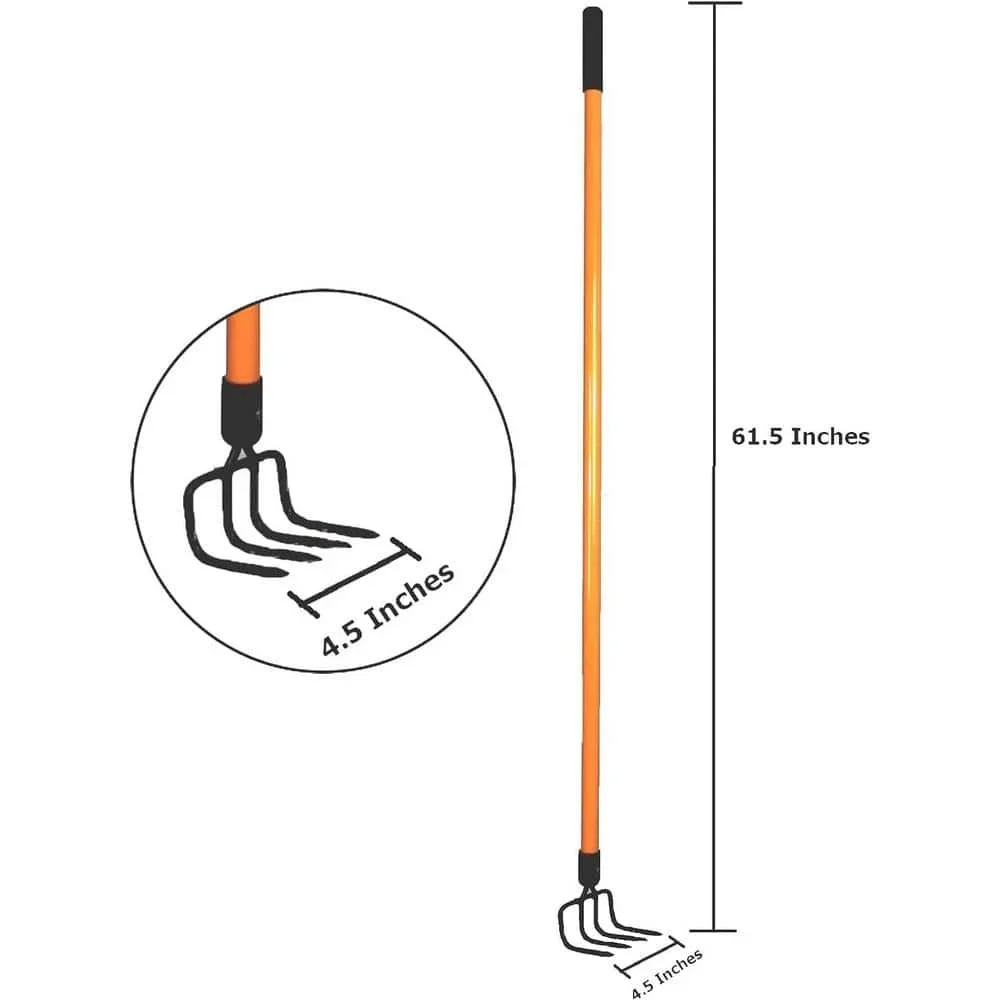 US  Ashman Various Assorted Garden Rakes (3-Pieces): 2-Bow Rakes and 1 Garden Hoe: 48 in. L Fiberglass Rubber Grip Handle 4