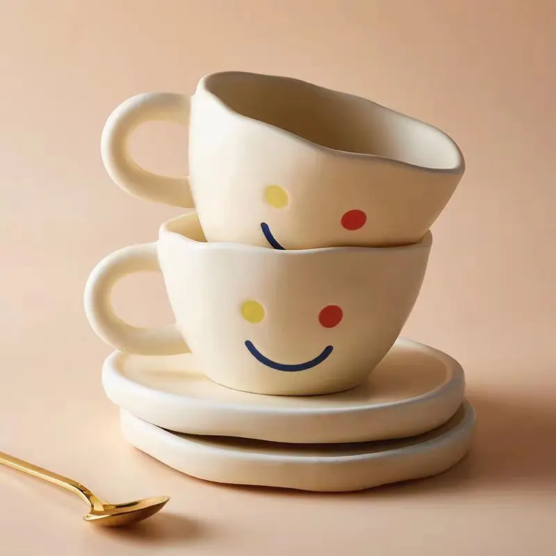 1pc Coffee Cup, Ceramic Creative Cute Hand Painted Rainbow Smile Ceramic  Mug, Lovely Breakfast Milk Tea Coffee Cup, Kitchen Office Tableware  Drinkware