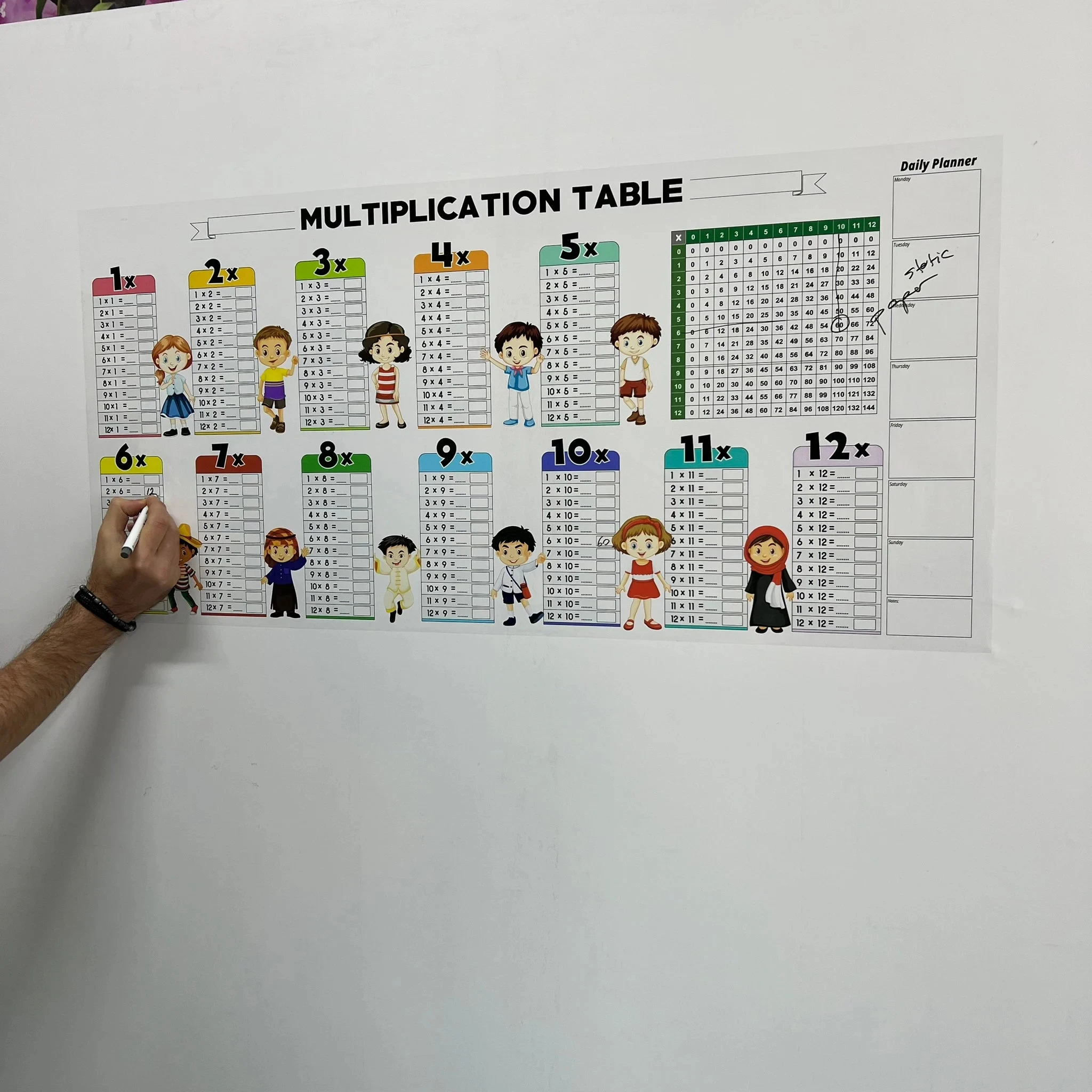 Dry erase multiplication table Educational Dry Erase Color Multiplication Kids Transparent Multiplication Table Reusable Colorful Mnemonics