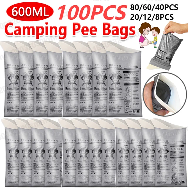 100-8PC sacs d'urine d'urgence en plein air 600ml jetable voyage Mobile toilette Portable urinoir sac pour femme bébé mâle sac de vomissement 1