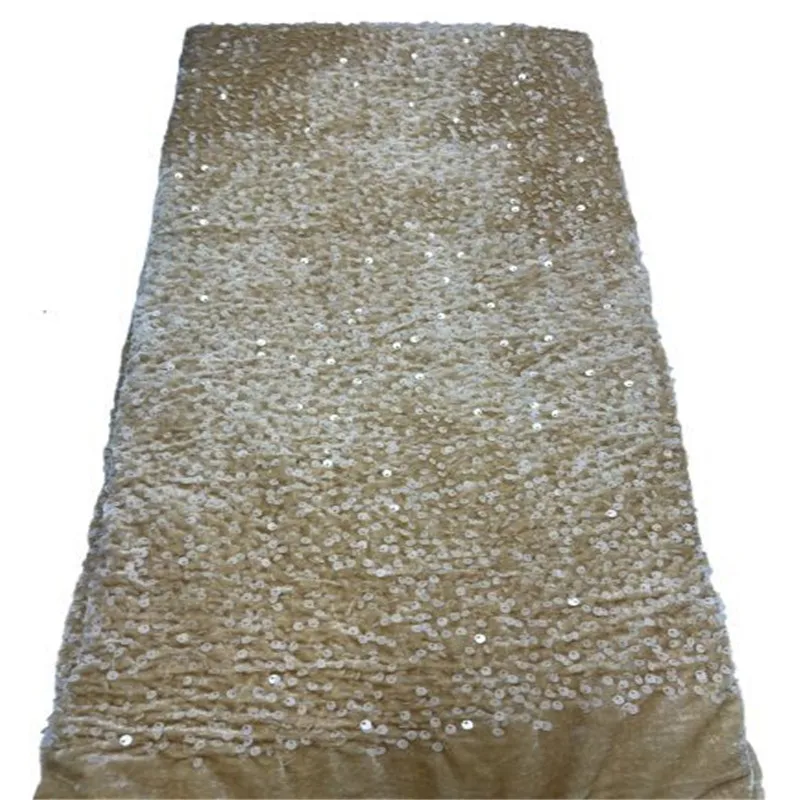 

Gold Fashion Luxury 3D Sequence African Lace Fabric 5 yards High Quality Embroidery French Tulle Nigerian Party Lace Material