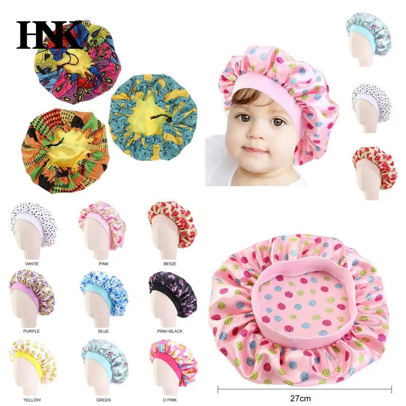 Baby Silky Satin Bonnet Sleep Cap Children Girl Night Turban Children Solid Headwear Cute Headwrap Hat Fashion Hair Wear