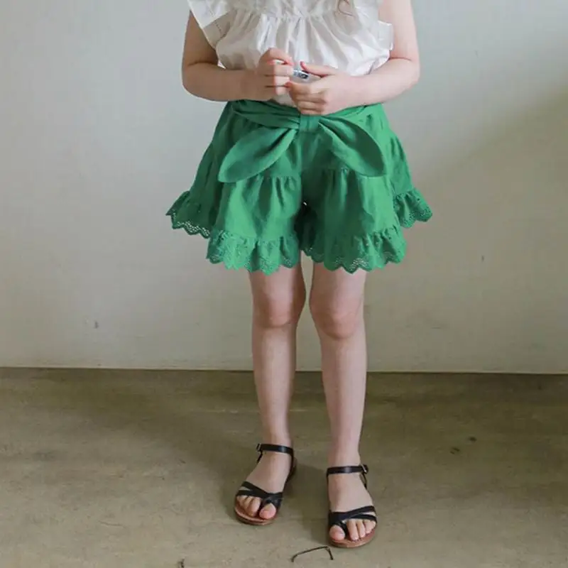 

Baby Ruffle Shorts Summer Sweet Bow Pants Korean Little Girls Clothes 2 3 4 5 6 yeaars