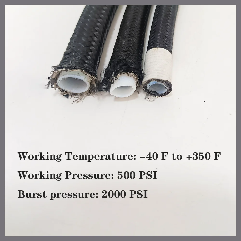 1M AN4-AN20 PTFE Hose Nylon Braided PTFE Pipe Car E85 Fuel Hose Oil Gas Cooler Line Turbo Pipe Brake Tubing Black