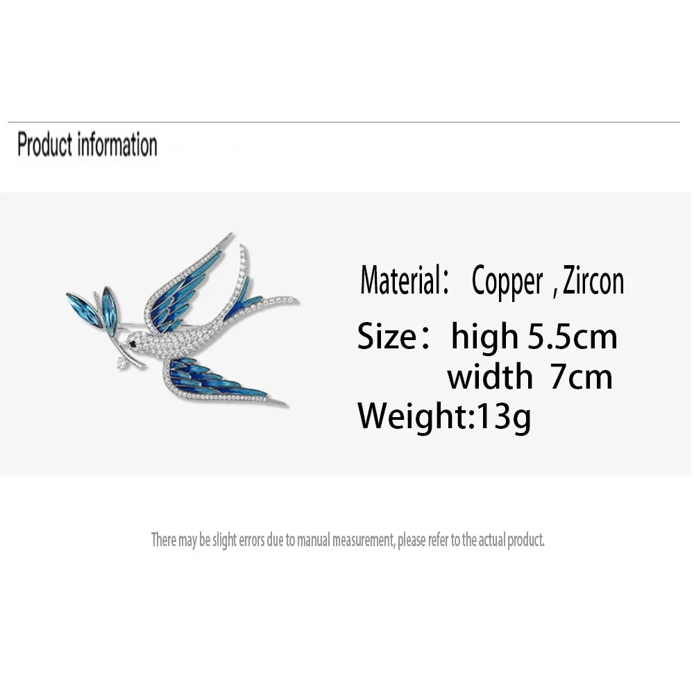 Vintage Rhinestone Swallow Brooch Pin Crystal Enamel Bird Jewelry Brooches for Women Scarf Clip Bird Lapel Pin English Tone