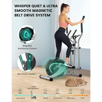 THERUN Elliptical Machine for Home, Magnetic Hyper-Quiet Compact Elliptical Exercise Machine w/ 8 Levels Adjustable Resistance, 2