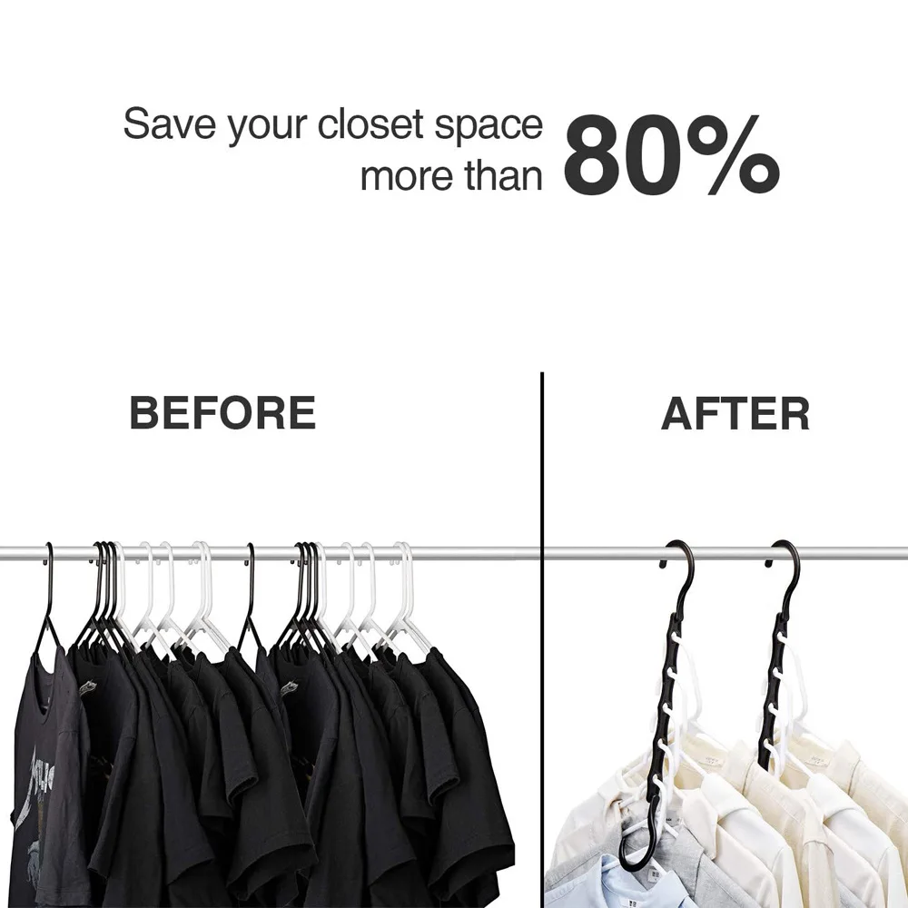 6pcs Space-saving Magic Clothes Hangers For Wardrobe Organizer, Strong  Plastic Hangers For Heavy Clothes