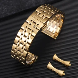 Premium Curved End Stainless Steel Smartwatch Bracelet with Butterfly Buckle - 22mm (Gold)
