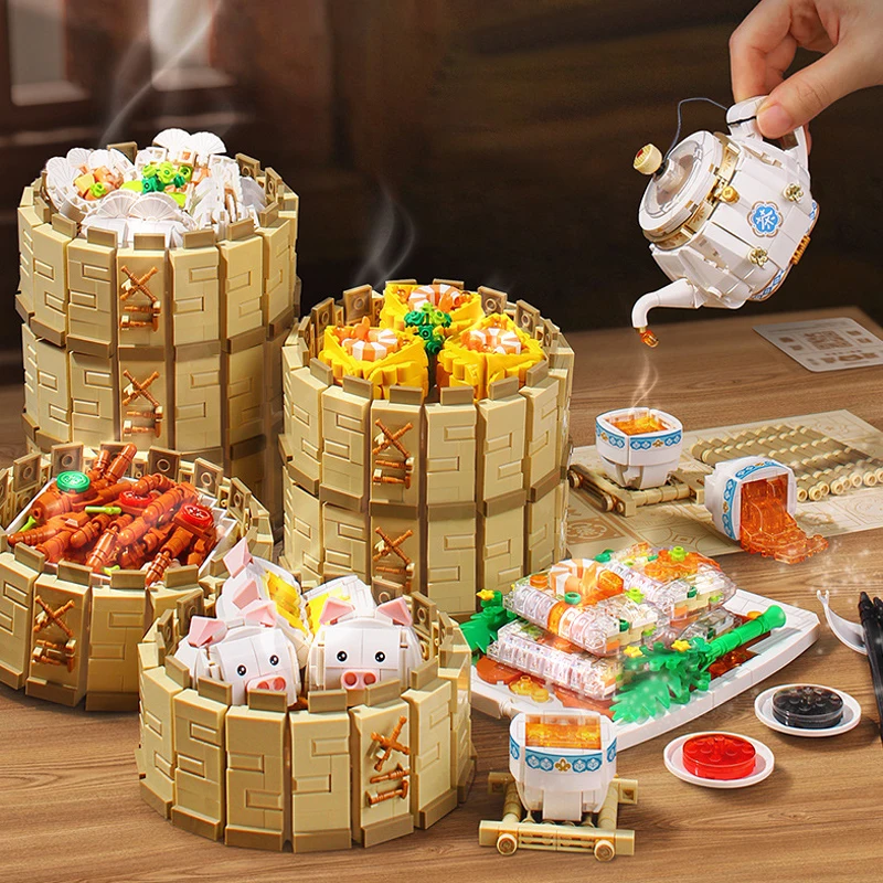 

2023 NEW LIZHI LOZ Creative Cantonese Morning Tea Snack Mini Bricks Building Block Delicious Food DIY Sets Friends Toys Gifts