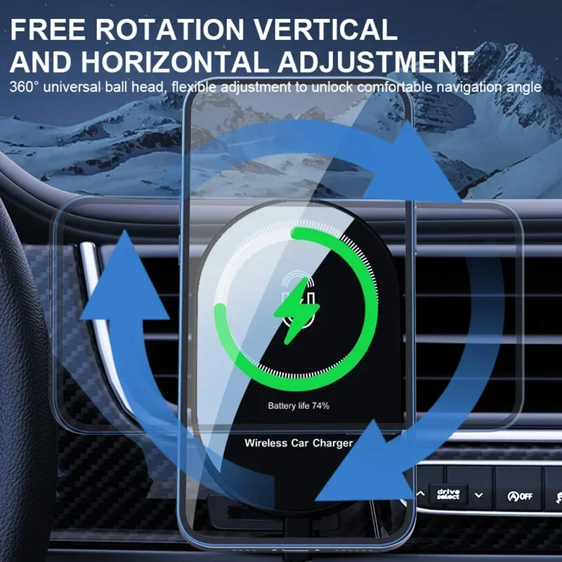 30W Magnetic Car Wireless Chargers Air Vent Phone Holder For Magsafe iPhone 16 15 14 13 12 Pro Max Car Fast Charging Station 4