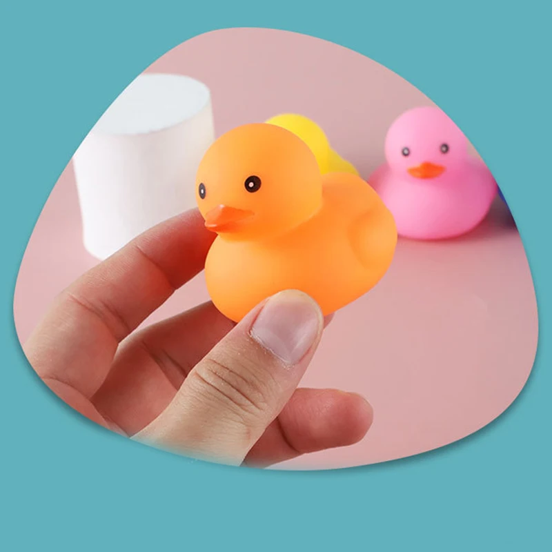 Baby Bath Toys Cute Little Yellow Duck Bath Toys Bathroom Bath Swimming Water Toy Soft Floating Rubber Duck Squeeze Sound Toy 6