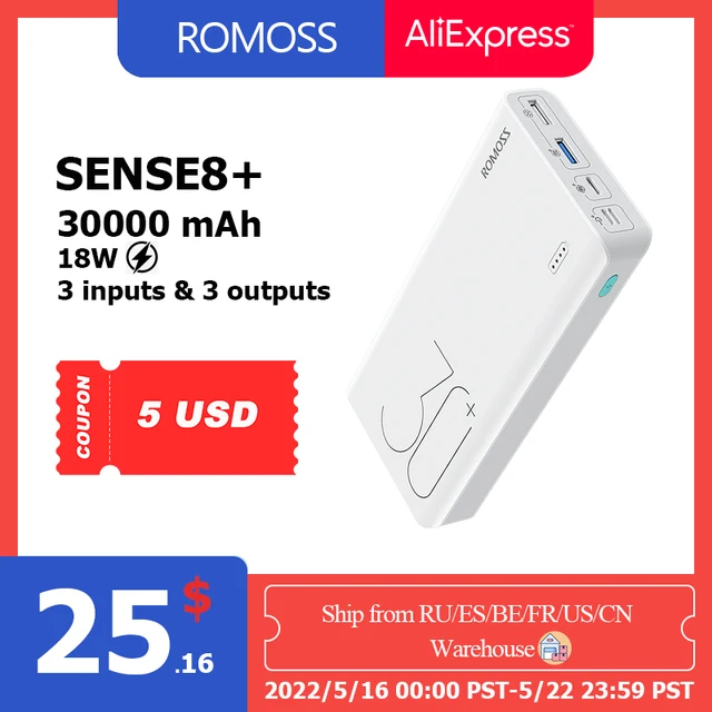 ROMOSS Power Bank 30000mAh 18W Fast Charging Powerbank External Portable Battery Charger 30000mAh Powerbank For iPhone Xiaomi Mi 1