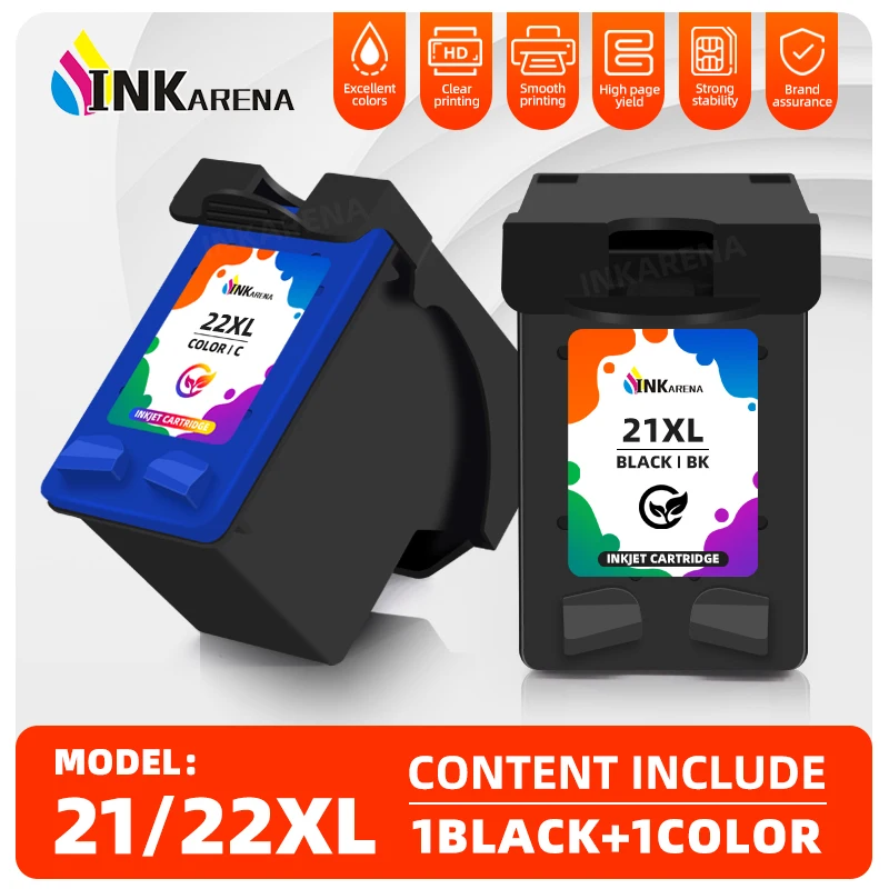 Inkarena 21 22 Xl Sostituzione Cartuccia D'Inchiostro Compatibile Per Stampante Hp 21Xl 22Xl Per Hp21 Deskjet F2180 F2280 F4180 F2200 F380