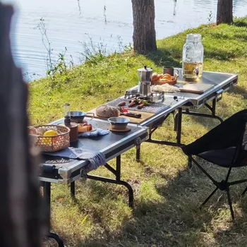 Tavolo da campeggio pieghevole modulare multifunzionale per esterni Tavoli da campeggio con telaio in lega di alluminio per barbecue da picnic