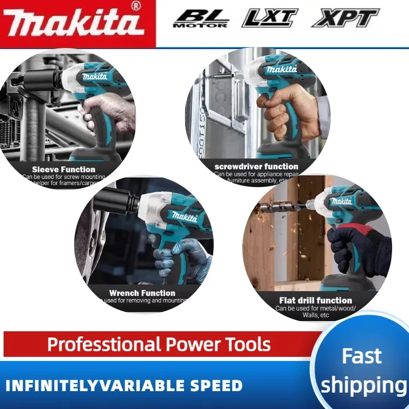 Makita DTW600 18V /20V 무선 임팩트 렌치 고 토크 브러시리스 전기 렌치 충전식 자동 수리 전동 공구