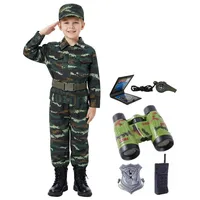 Costume de Camouflage pour enfants, avec poches à boutons et ceinture, ensemble de chapeaux pour la gymnastique scolaire, les activités de camp d'été, comprend 5 jouets 2
