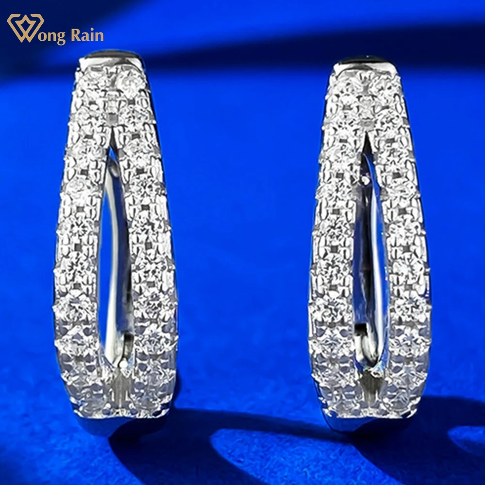 

Wong Rain 100% 925 Sterling Silver Lab Sapphire Gemstone Women Ear Studs Earrings Wedding Party Gifts Fine Jewelry Wholesale