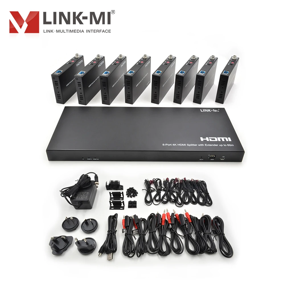 HDMI 스플리터, Cat5e 6 케이블, 지지대 POC, 90M, 1080P, 8 포트, 4K, 60M, 1X8