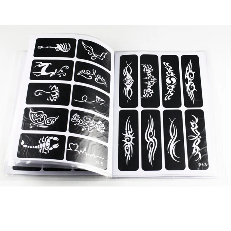 635 Pcs Tattoo Stencil for Painting Drawing Pictures Hollow Small Temporary Tattoo Templates Color Drawing Book Brochure supply