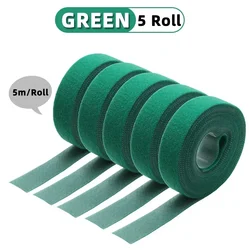 Reusable Self-Adhesive Cable Ties and Organizer - 5m Roll Nylon Strap Bundle for Wire Management and DIY Projects (Green x 5 rolls)