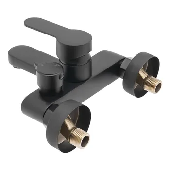 Npt1/2 '' Rubinetto per vasca a leva singola a 2 fori Rubinetto per vasca da bagno a parete Rubinetto per doccia per bagno Nero/argento 0,5-0,7 mpa 1