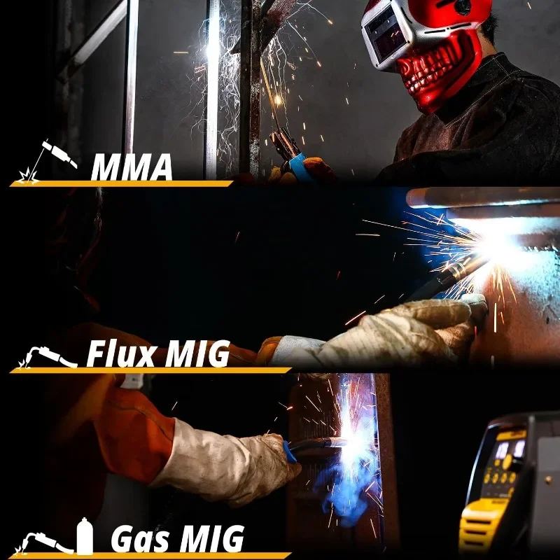 200A MIG/MMA Welder, DC Inverter Welding Machine,110V/220V Fully Digitally Control with Wire Brush,Earthing Cable,Digital Panel 6