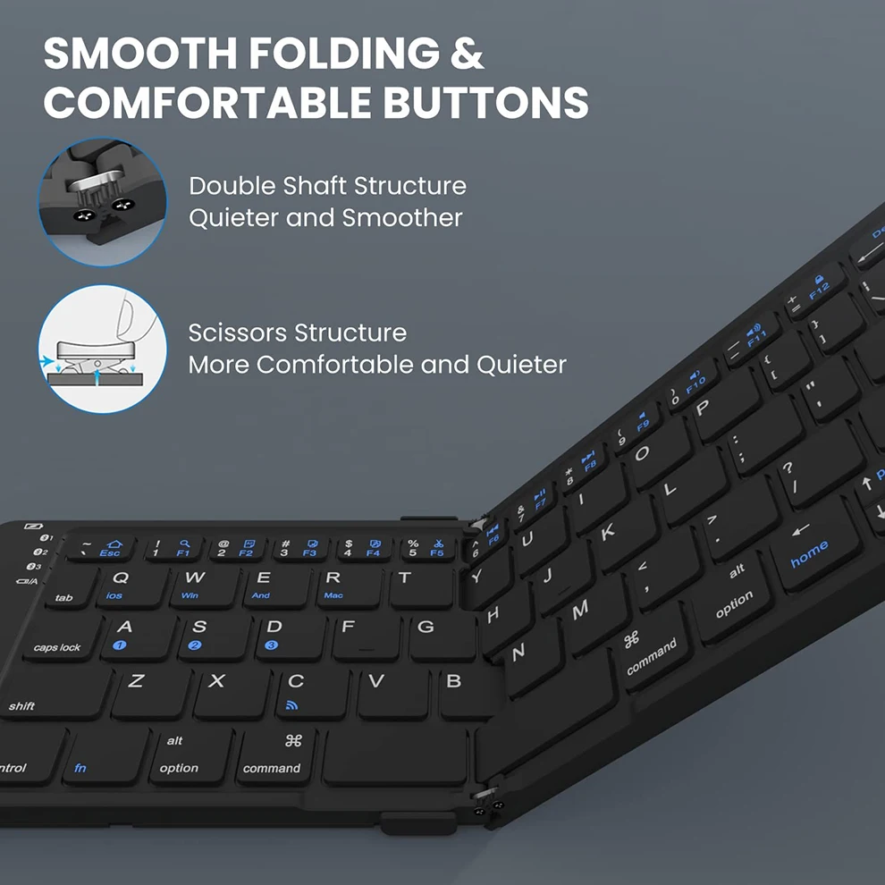 Missgoal Multi-dispositivo Bluetooth Teclado Dobrável Portátil sem Fio Teclado Dobrável Recarregável para Ios Windows - Imagem 2