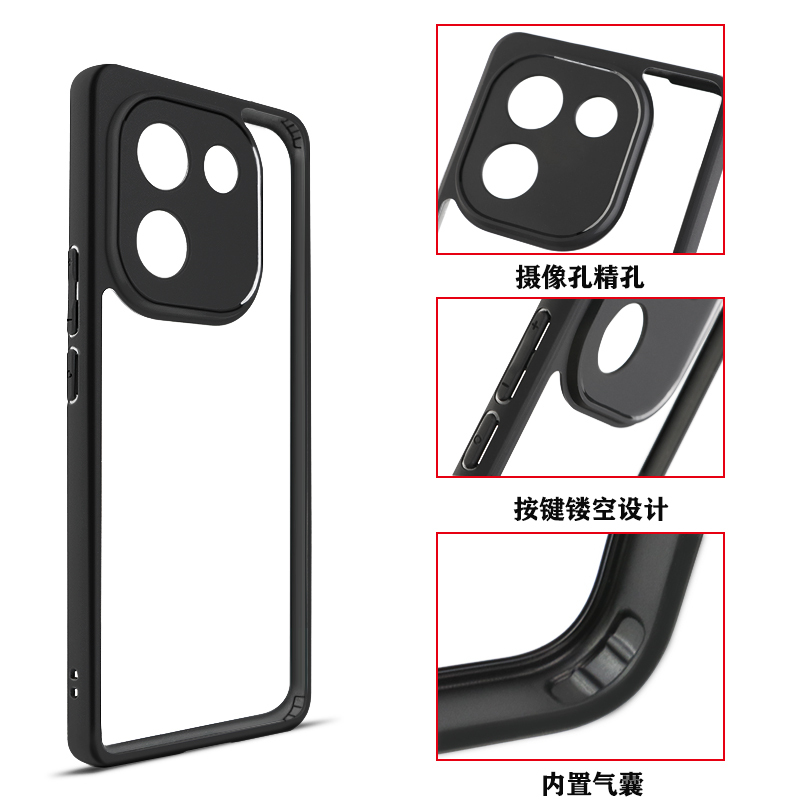 Luxury Lightweight Phone Case For VIVO iQOO Z9s Pro Z9 Turbo Plus Soft TPU Matte Frame Transparent Acrylic Plastic Back Cover