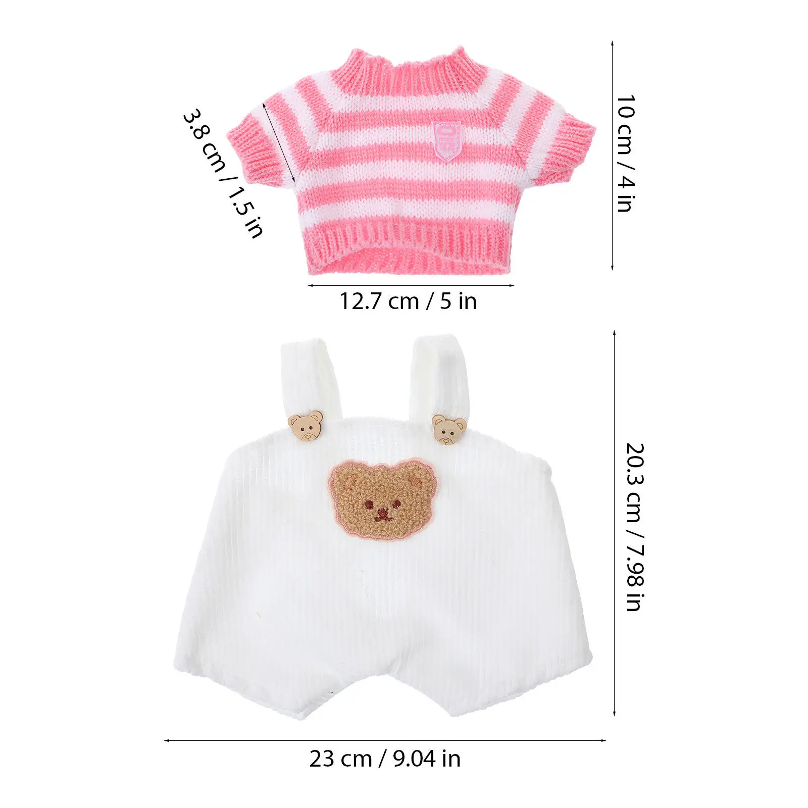2 세트 박제 동물 옷 곰 의상 스웨터 서스펜더 바지 30Cm 작은 박제 동물 드레싱을 위한 부드러운 원단
