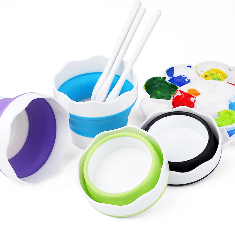 

Collapsible Paint Brush Cup Collapsible Painting Bucket Brush Washer Painting Water Cup Brush Cleaner For Watercolor Oil
