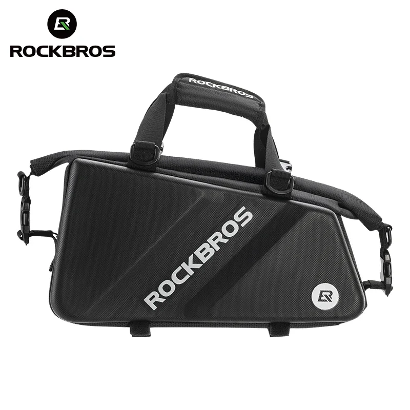 ROCKBROS 11.6L Bicycle Saddle Bag Large Capacity Hard Shell Tail Rear Trunk Bag Rainproof Road Mountain Luggage Carrier Bike Bag