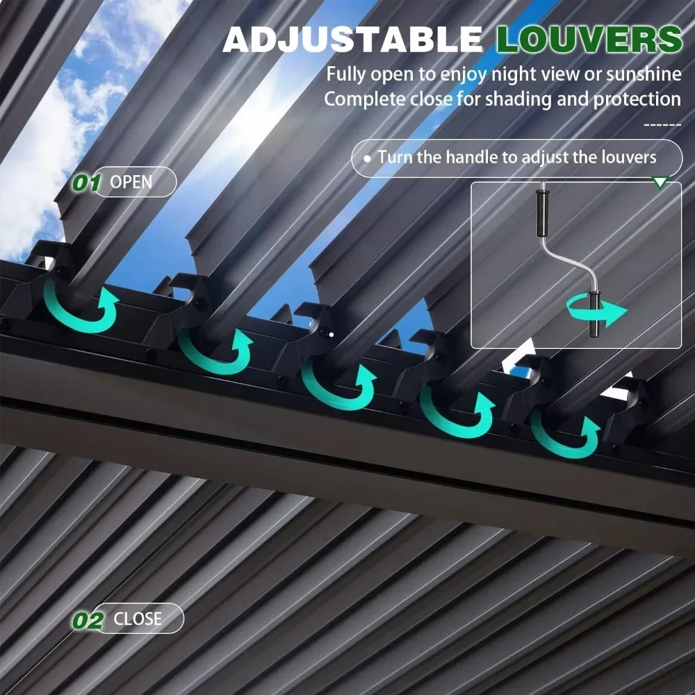 A Louvered Pergola 10x20 with Adjustable Louvered Roof 3