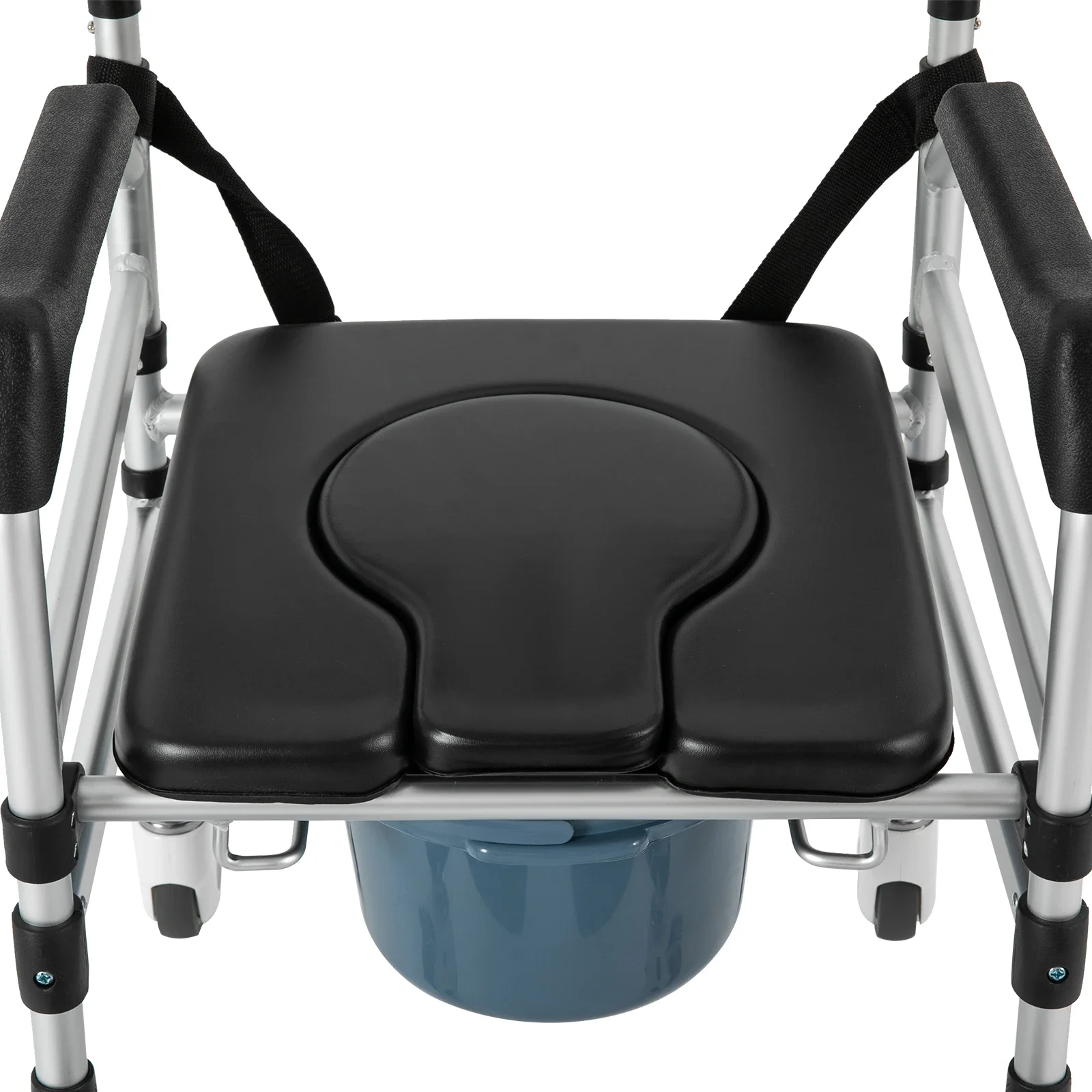 Höhenverstellbare, zusammenklappbare Badezimmer-Toiletten, rollender Duschstuhl mit Rollen und Armlehnen, für Dusche, Nachttisch-Rollstuhl-Badezimmerstühle – Detail 7