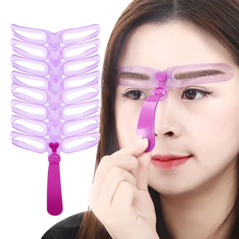 Brow Drawing 8Pcs Reusable Eyebrow Stencil 3D Eye Guide Card Modified Eyebrow Mold Beginner PVC Thrush Template Makeup Tools