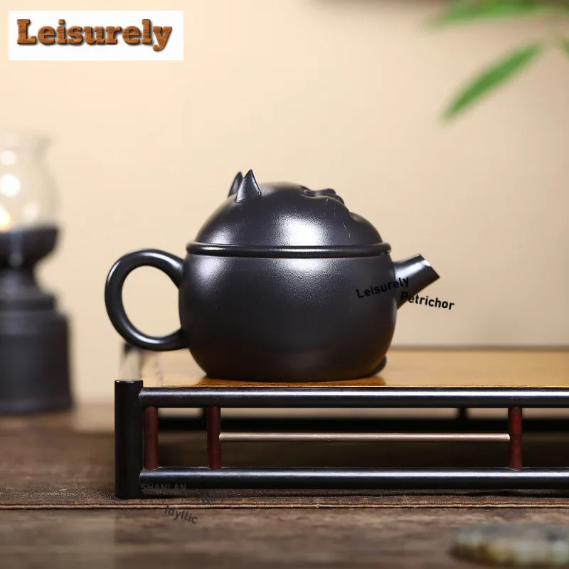 280ml Boutique Yixing Purple Clay Teapots Handmade Large Caliber Cat Pot Raw Ore Stone Yellow Mud Kettle Zisha Tea Set Teaware