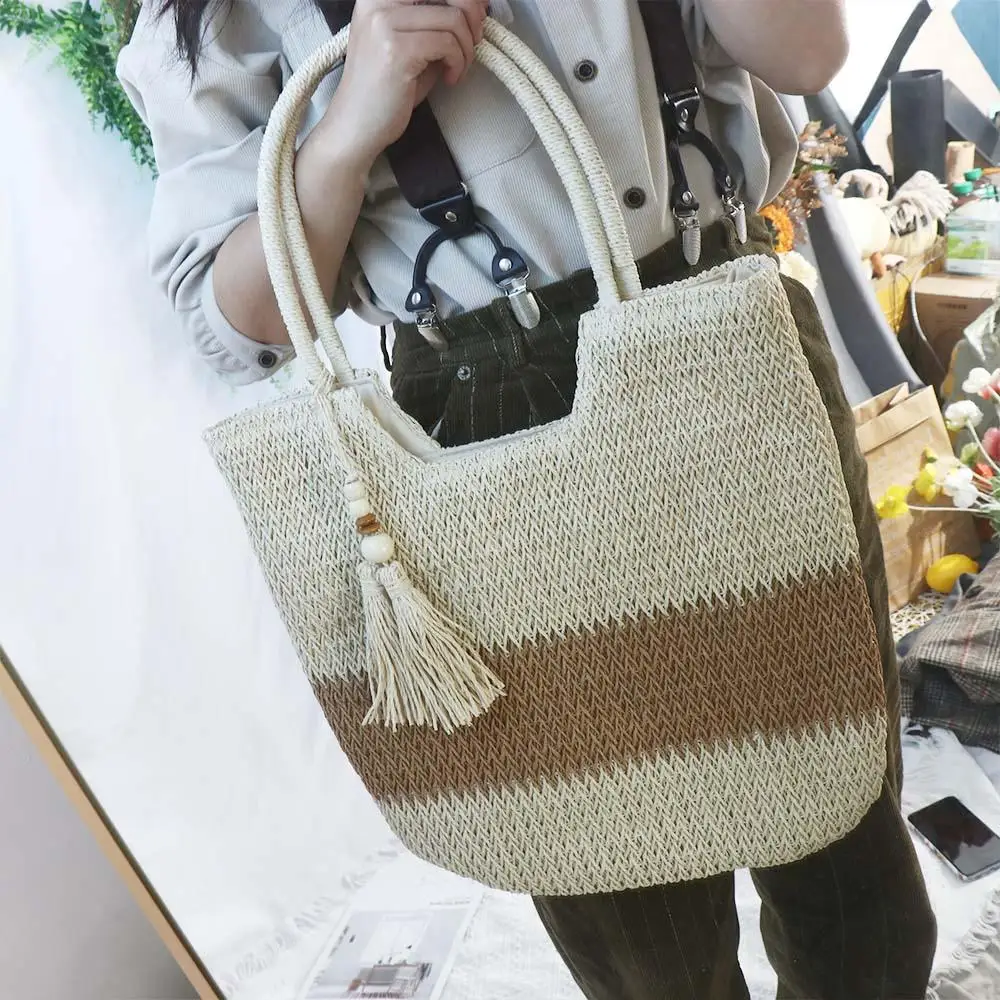 

Женская плетеная Сумка-тоут, из соломы