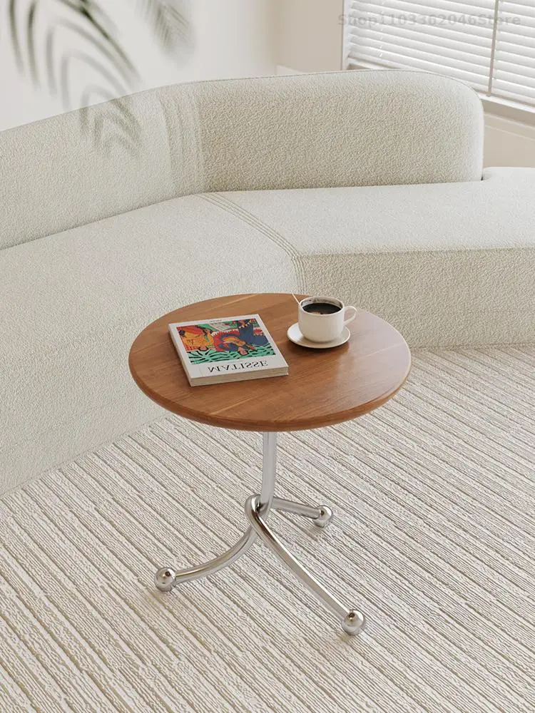 Middle Ancient Solid Wood Coffee Table Small Round Table Mini Simple Small Apartment Sofa Side Internet Red Creative