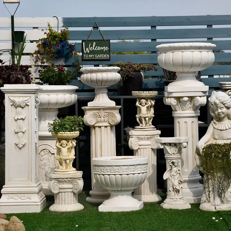 

European Style Roman Column Garden Decoration Courtyard Decoration Flowerpot Base Landscape Furnishings