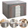 Stackable Storage Bag Linen Foldable Clothes Storage Box with Zipper Quilt Blanket Closet Clothing Organizer for Duvets Clothes 6